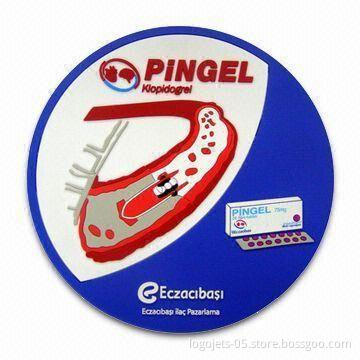 Coaster with 2D Effect, Made of Soft PVC, Customized Logos are Welcome